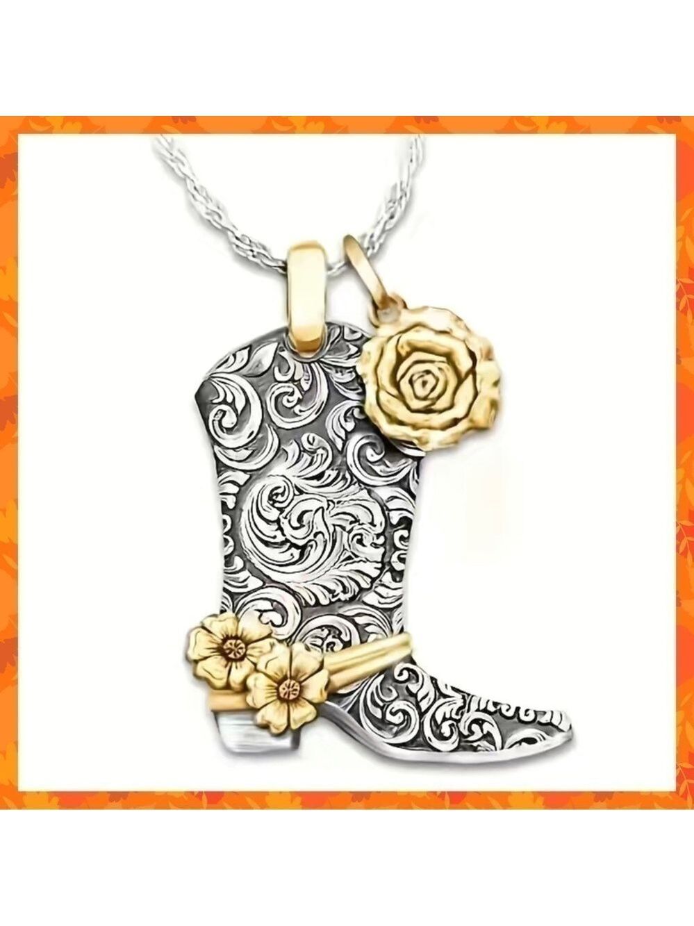 Large Nashville Cowboy / Cowgirl Boot Pendant and Necklace #837